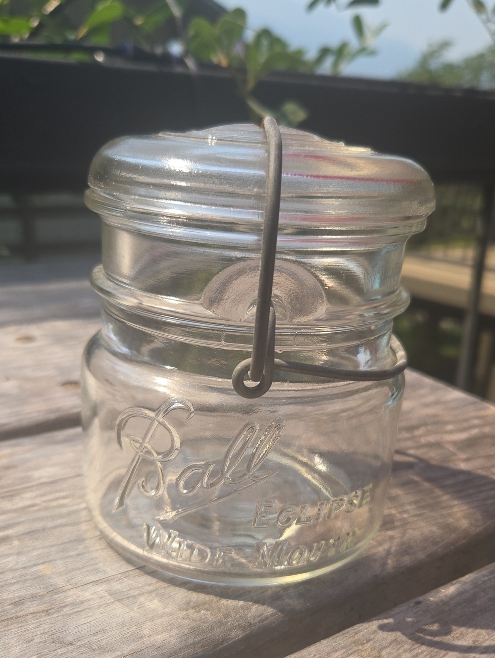 Vintage Ball Eclipse Wide Mouth Pint size Jar With Lid Wire Bail Closure